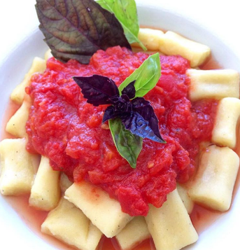 Gnocchi de batata doce e BIOMASSA de banana verde