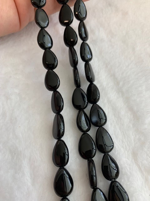 Thumbnail: Black Agate Flat Drop 12mm