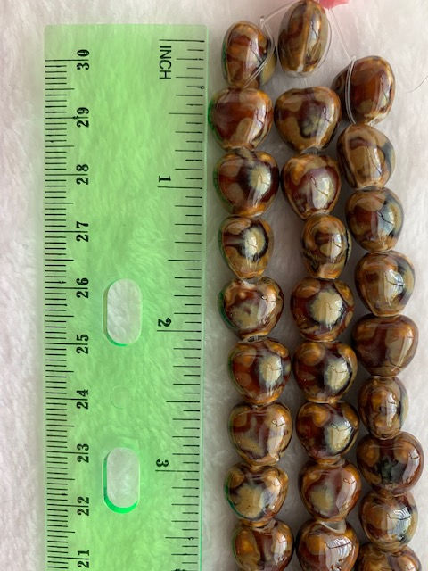 Thumbnail: Handmade Porcelain Beads, Fancy Antique Glazed Porcelain, Heart, Camel - 20 pcs