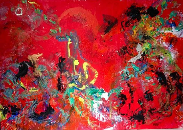 Red Dragon, 58 x 52 inches, Acrylic on canvas