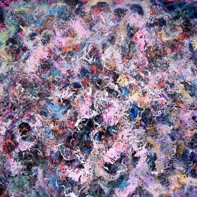 Night Cherry Blossoms, 58x50 inches, acrylic on canvas