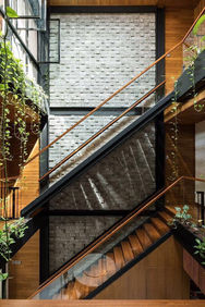 Staircase Backdrop in Burmese Teak
