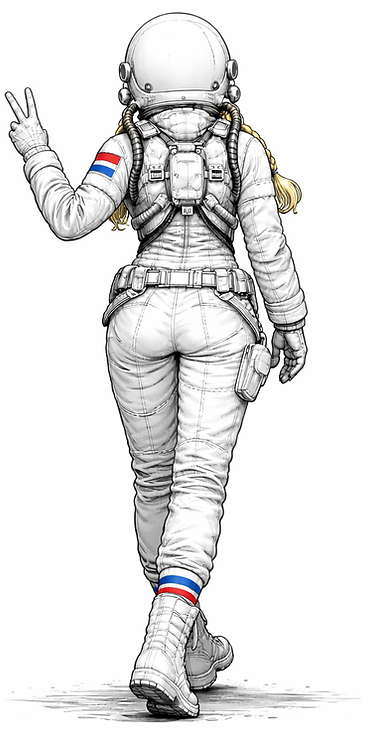 Astronaut with peace sign in space.png