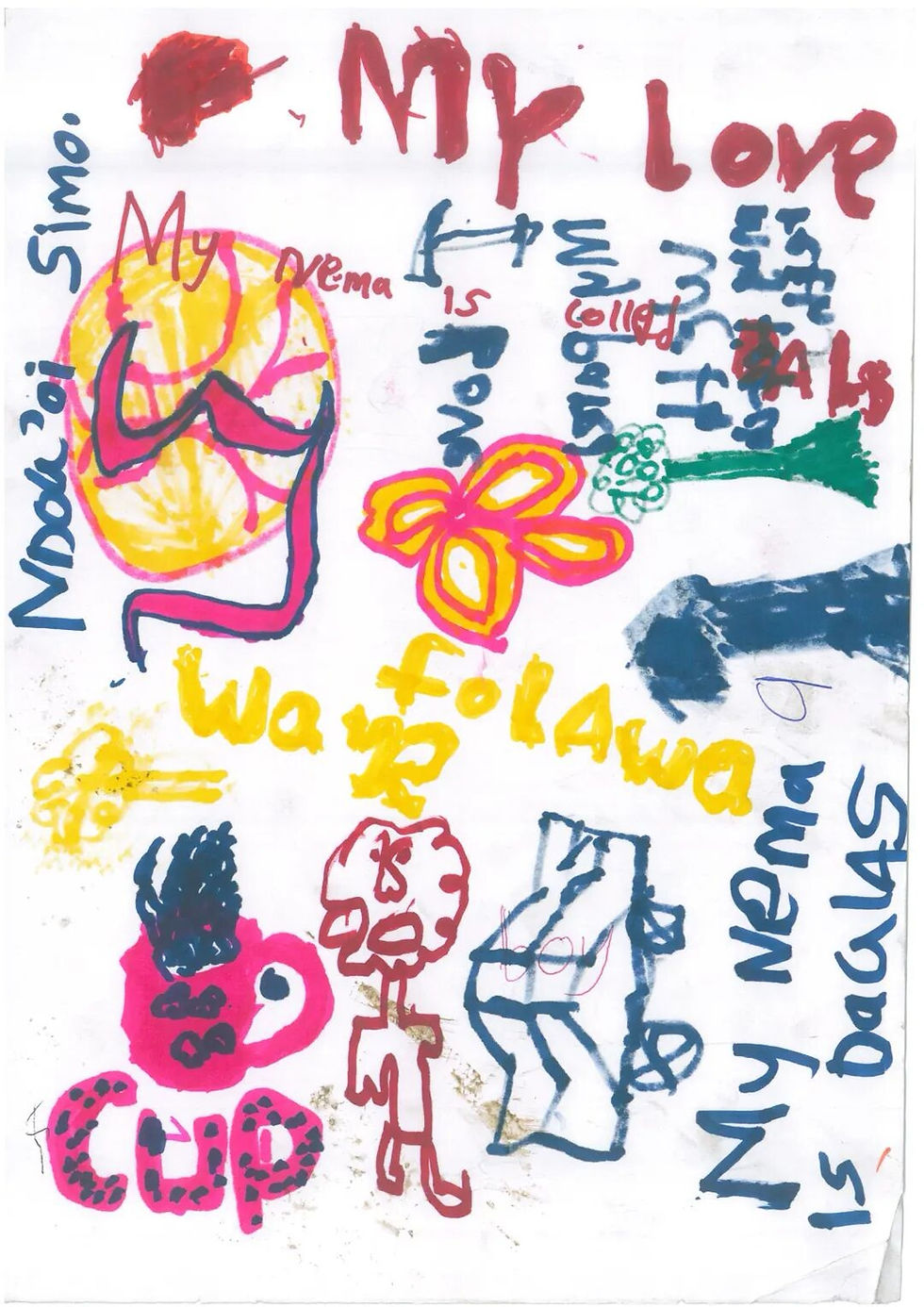 Kenyan children’s drawings expressing simple and imaginative perspectives on everyday life