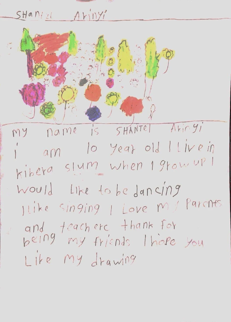Shantel’s drawing showing her dream of becoming a dancer