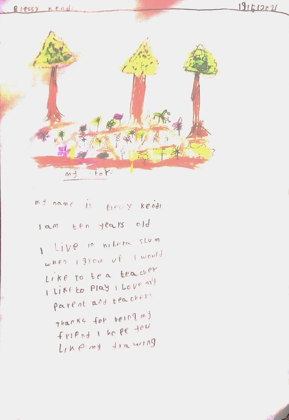 Clessy’s drawing expressing her dream of becoming a teacher