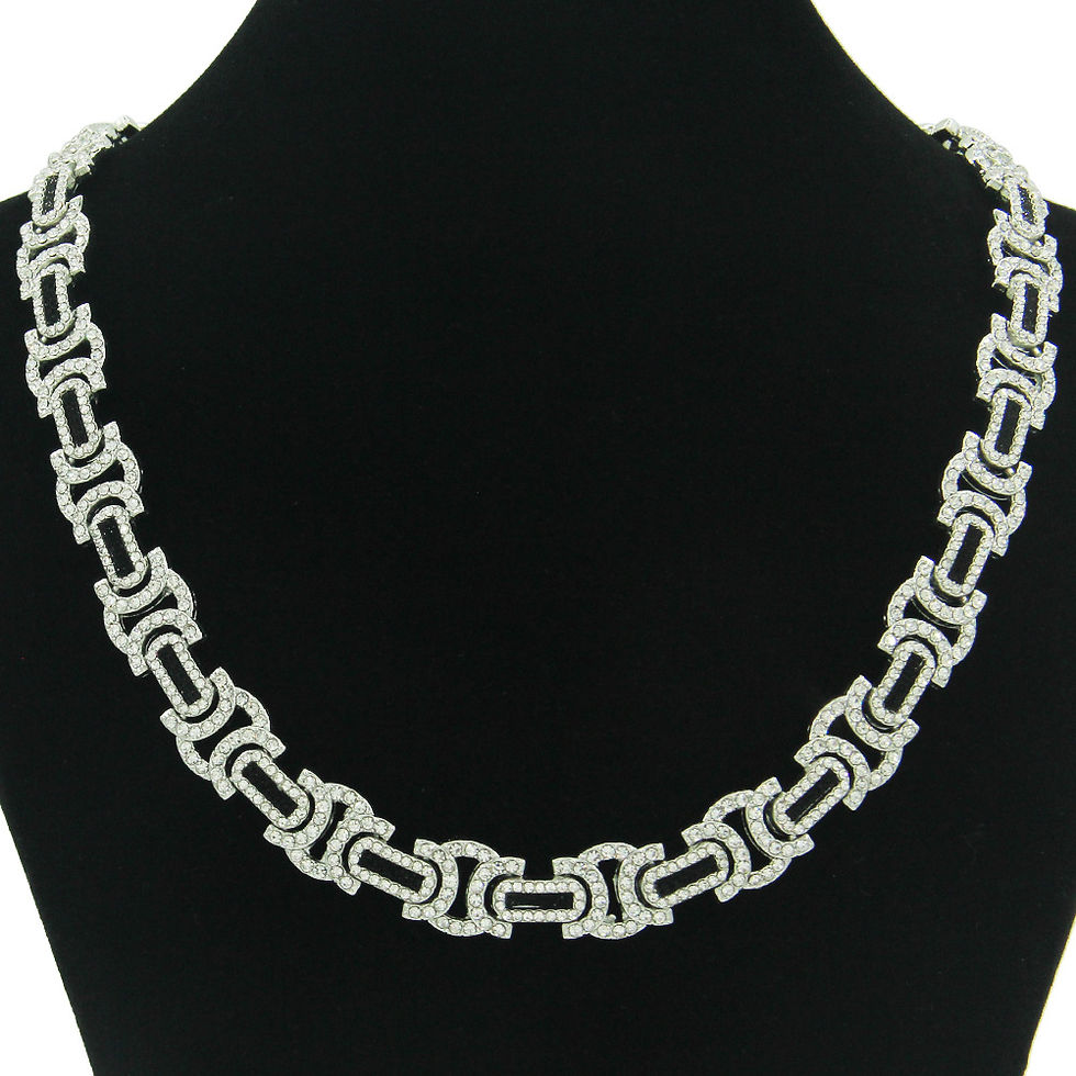 Miniatura: Hip Hop Geometric Spliced Inlaid Necklace Bold Statement Neck Chain For Men Tren