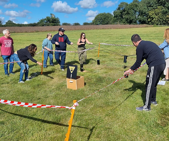 Group doing team challenge exercises