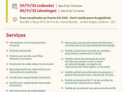 Atendimento jurídico gratuito da DPE-GO chega à Região Sudoeste de Goiânia