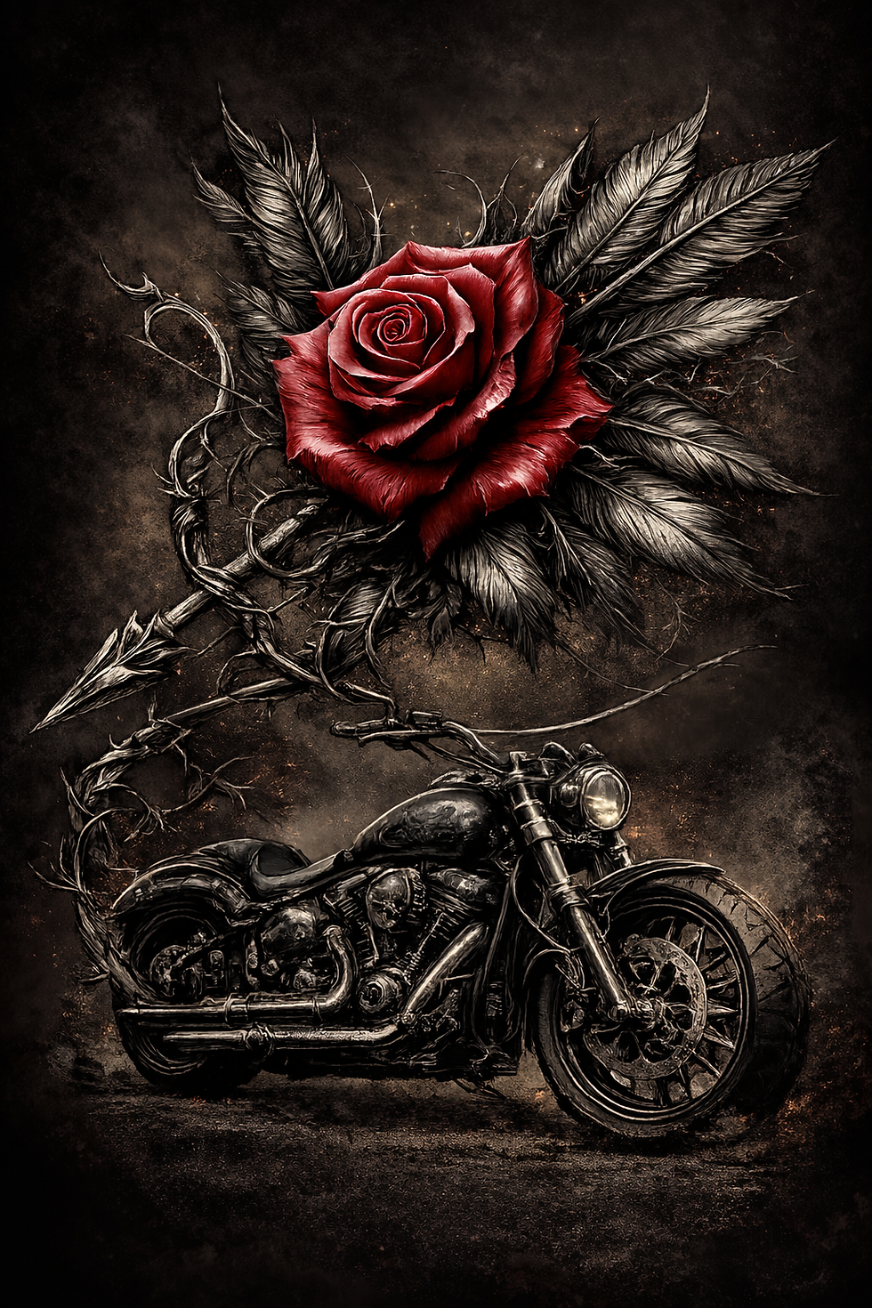 Thumbnail: Bike & rose print