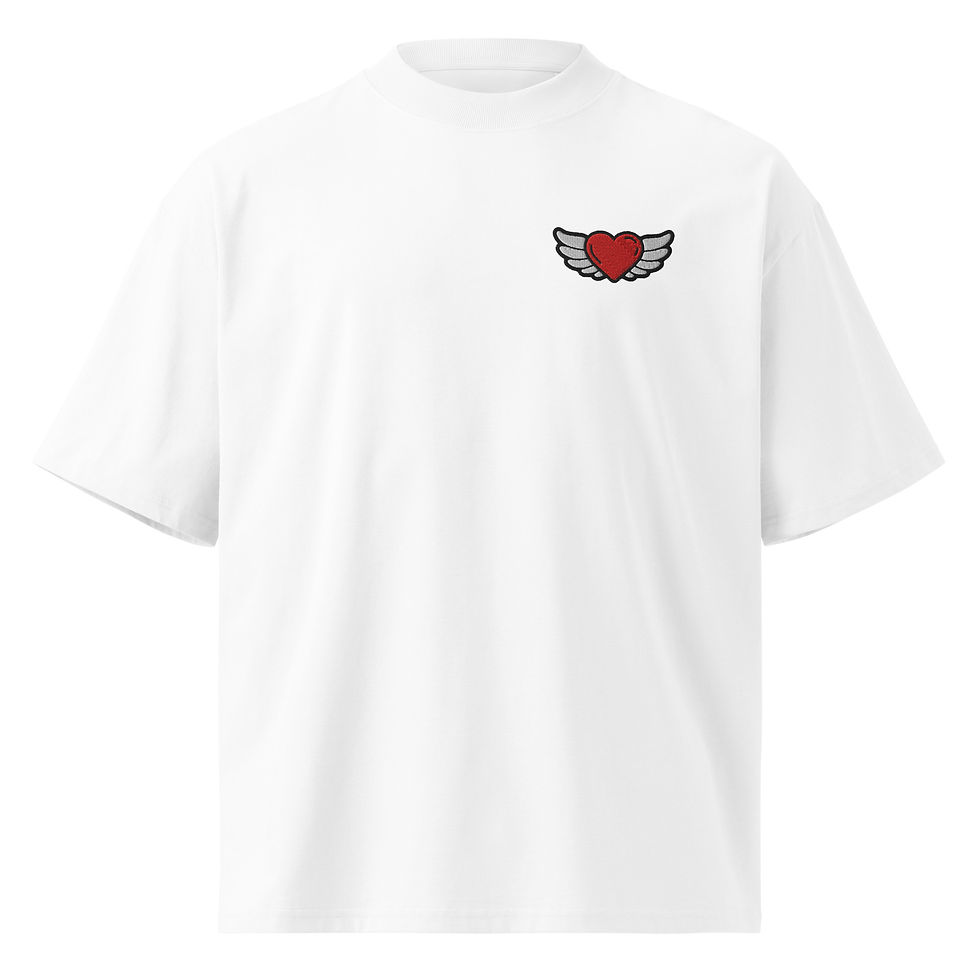 Thumbnail: Unisex organic oversized high neck t-shirt - Angel Heart