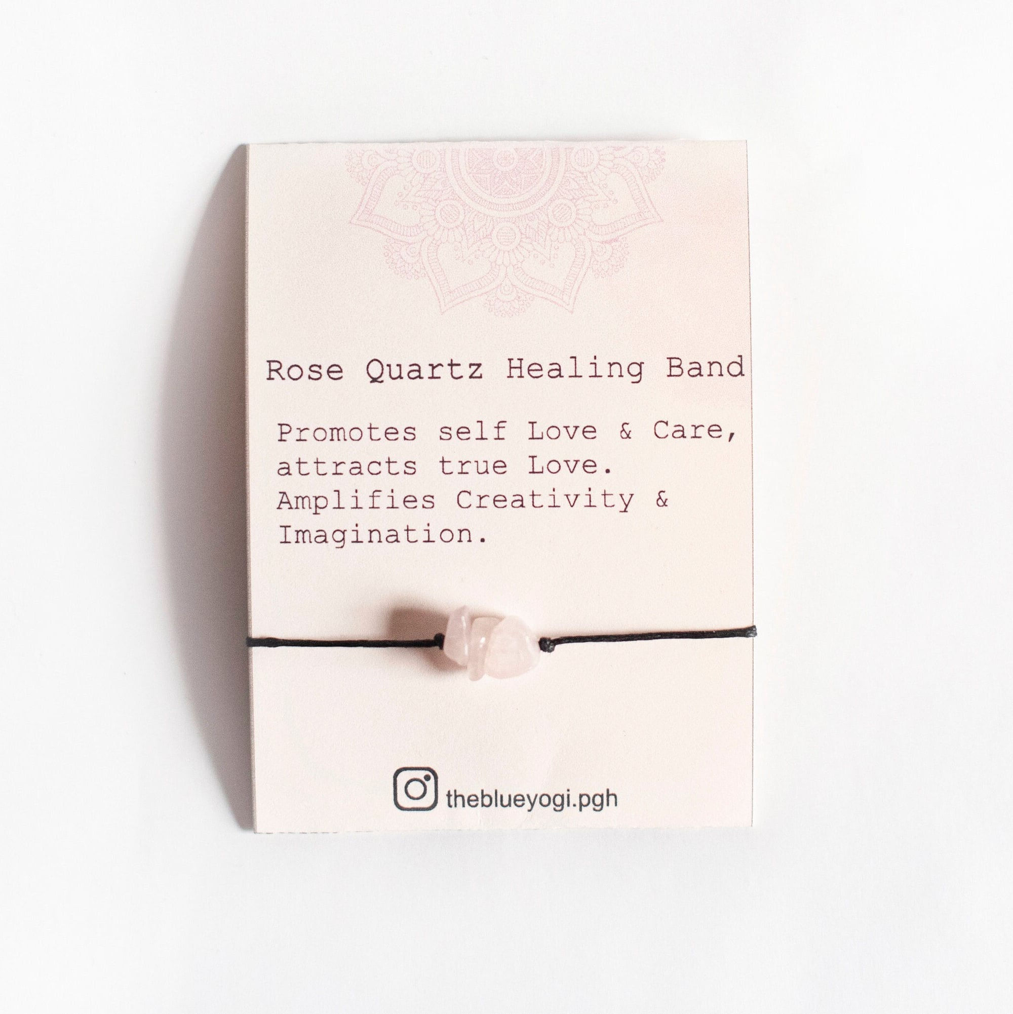 Rose quartz Gemstone Healing Band Casual, Boho, Chic, Tie Closure