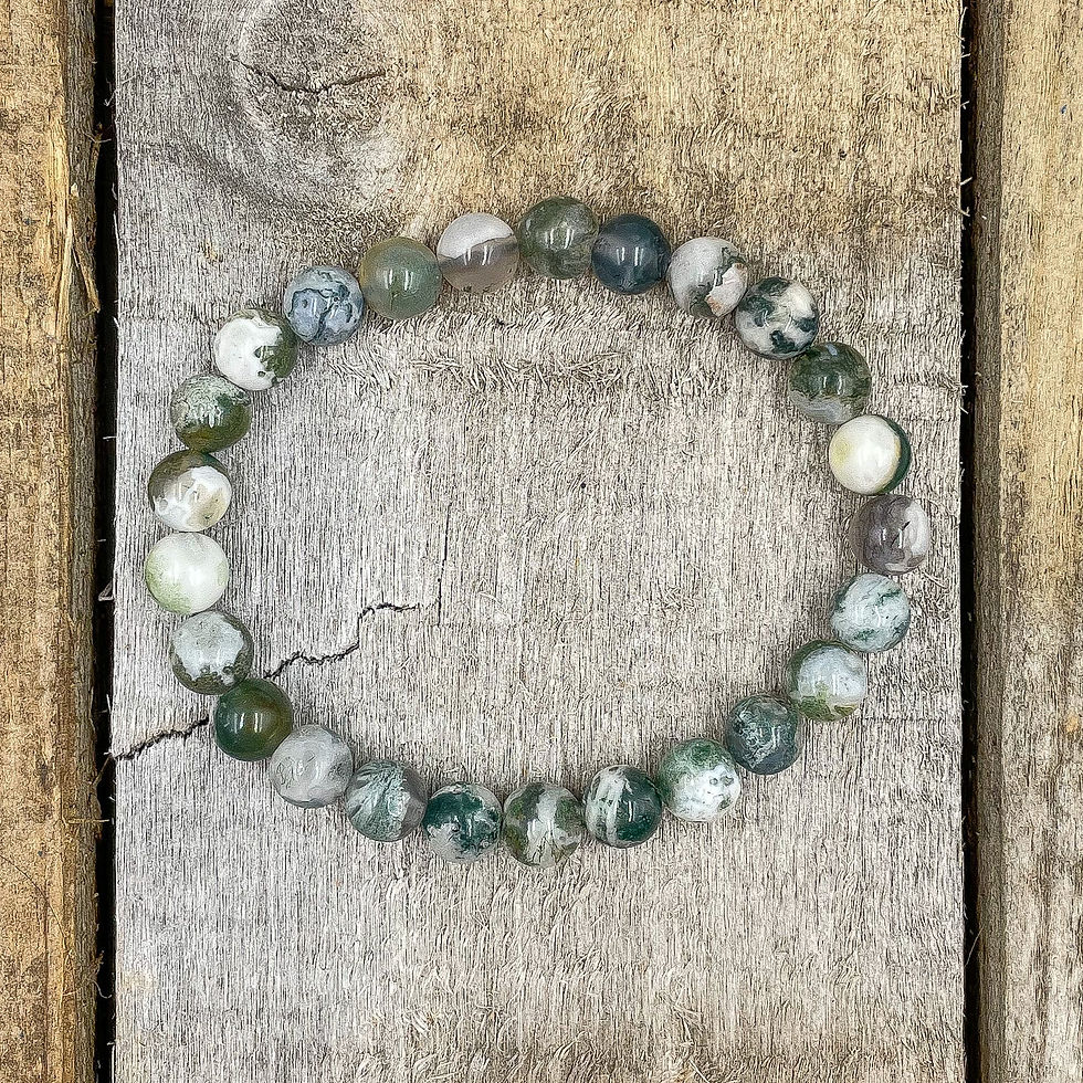 縮圖：Union - Tree Agate Green Gemstone Beaded Bracelet