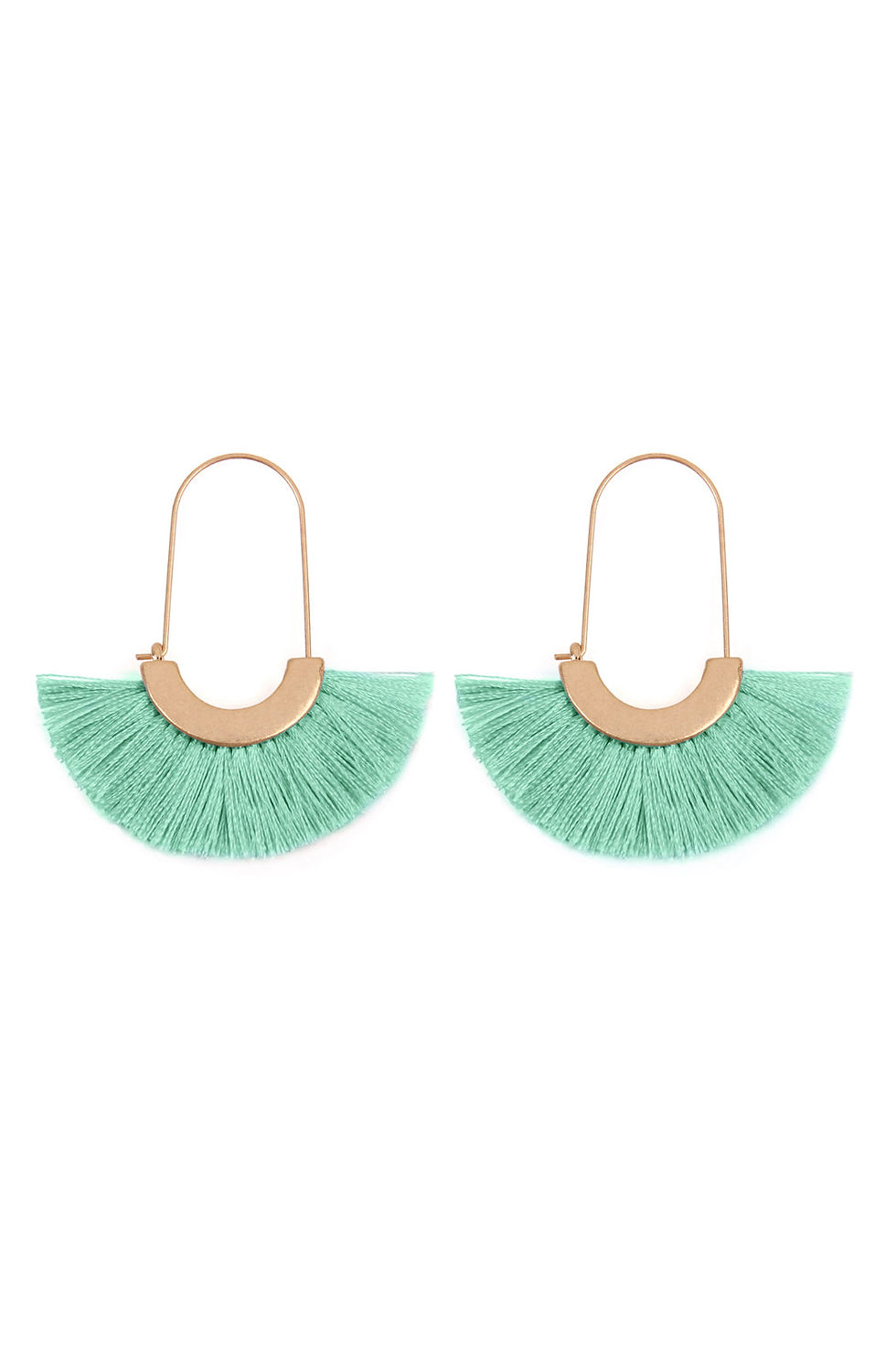 Thumbnail: Mye1038 - Fan Shape Drop Hoop Earrings