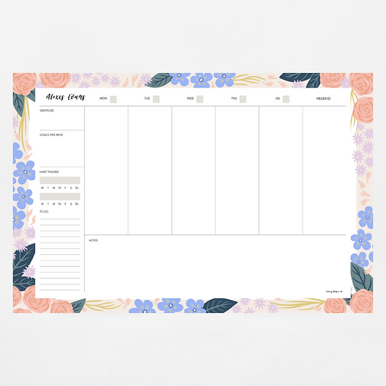 Large deskpad weekly calendar -flower field | ivorypaperco