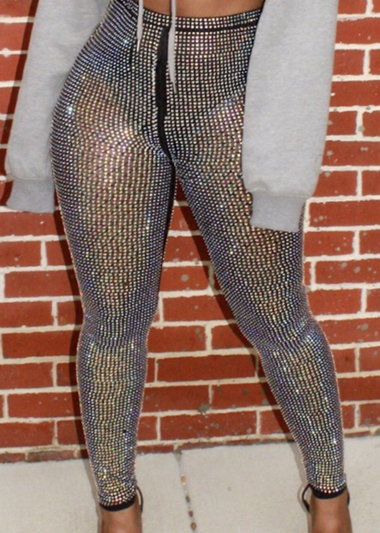 Sexy High Waisted Black Sequins Leggings 