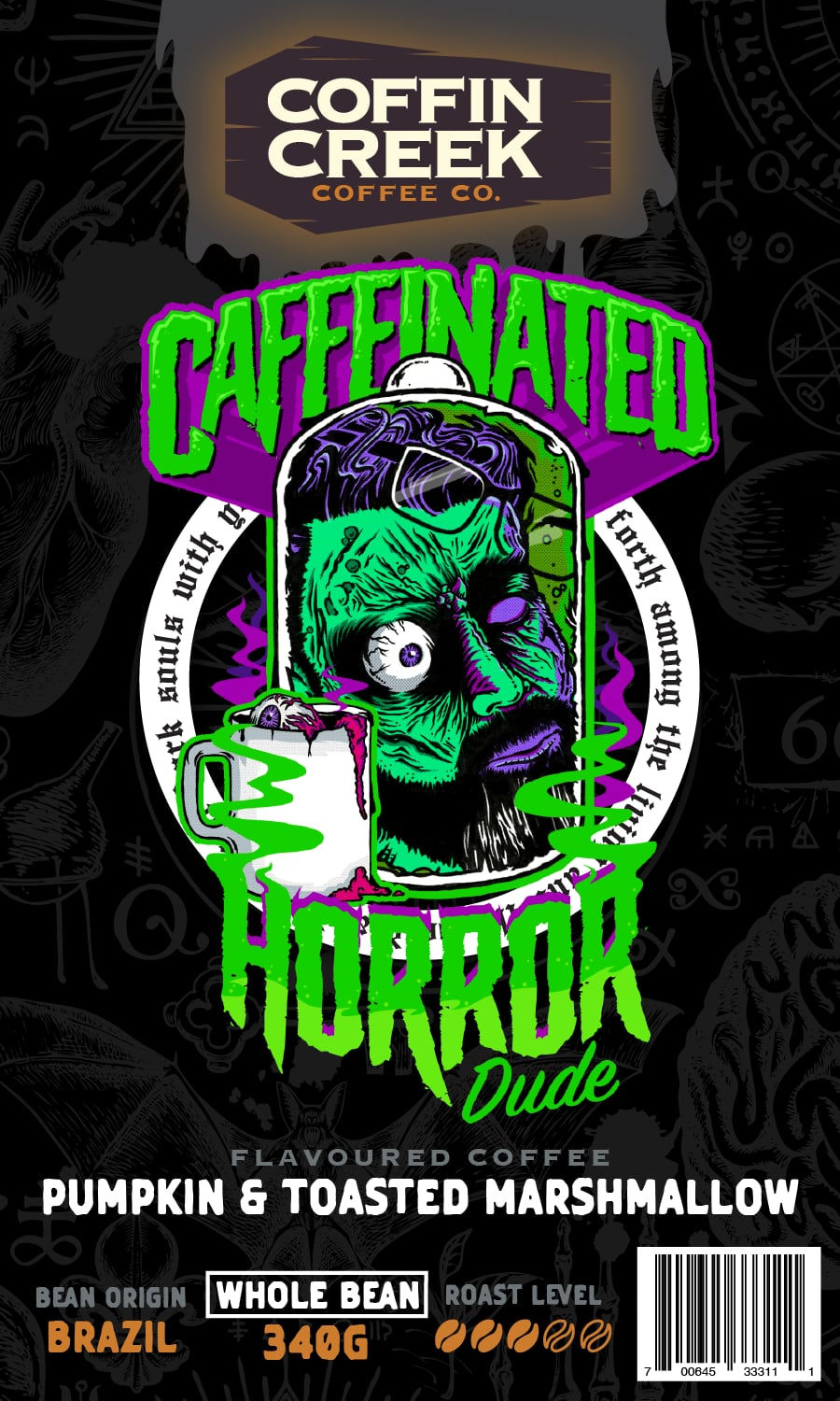 Caffeinated Horror Dude - Pumpkin and Toasted Marshmallow - 340 Grams