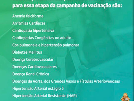 SECRATARIA MUNICIPAL DE SAÚDE ABRE INSCRIÇÕES PARA PESSOAS COM COMORBIDADES