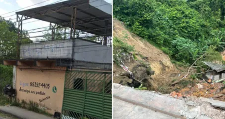 Casas desabam em barranco e outras ficam comprometidas na zona Norte