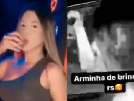 Projeto de blogueira pega a arma do namorado PM e sai atirando para todos os lados em Manaus; vídeo