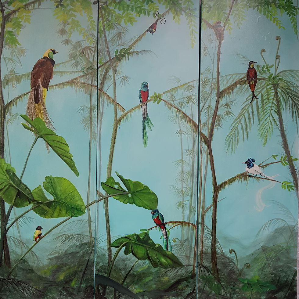 Triptichon Exotic Birds
