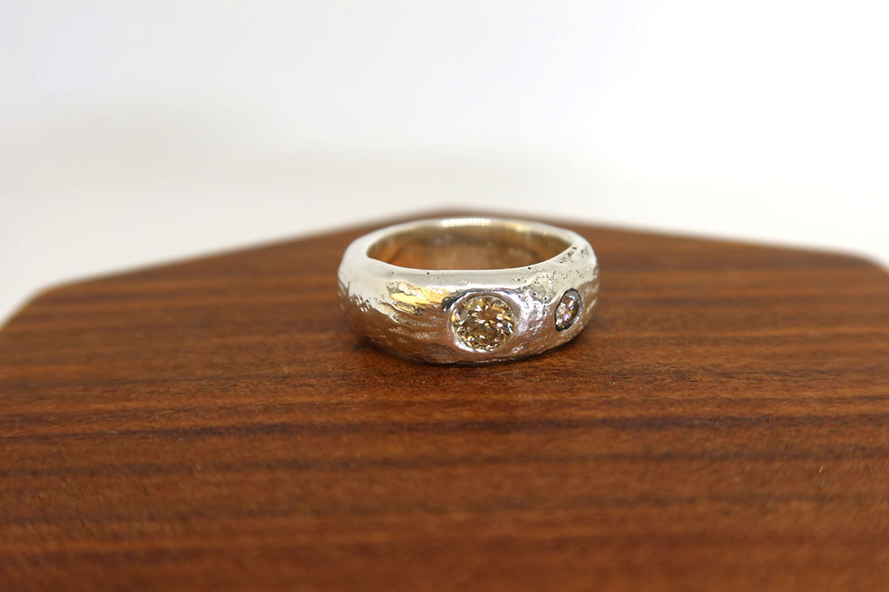 Silver Ring with two Moissanite, Size 61