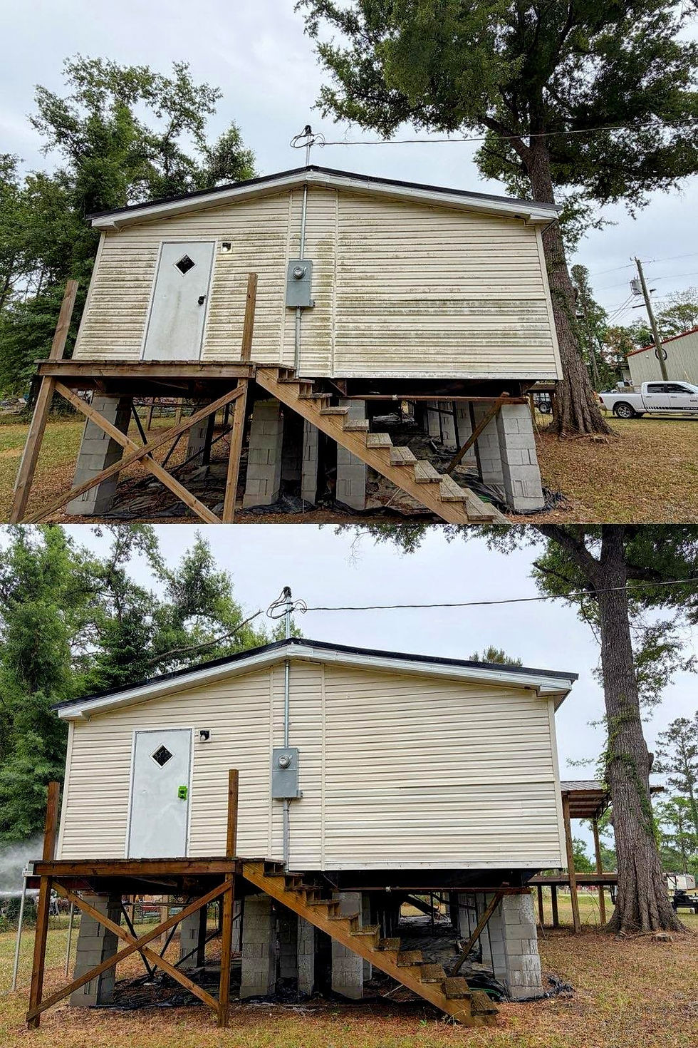 Exterior cleaning before and after