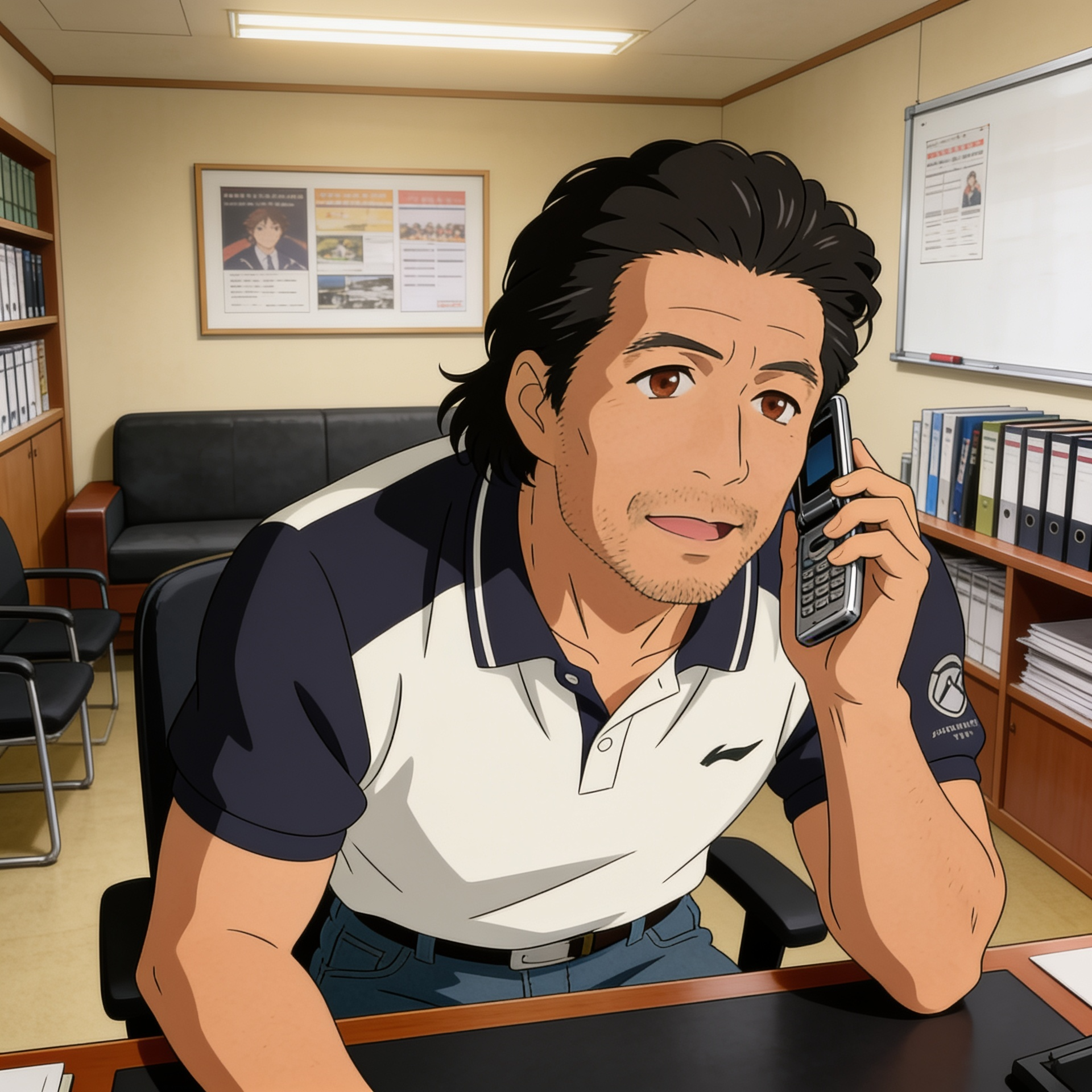 Mori-san talking in the phone