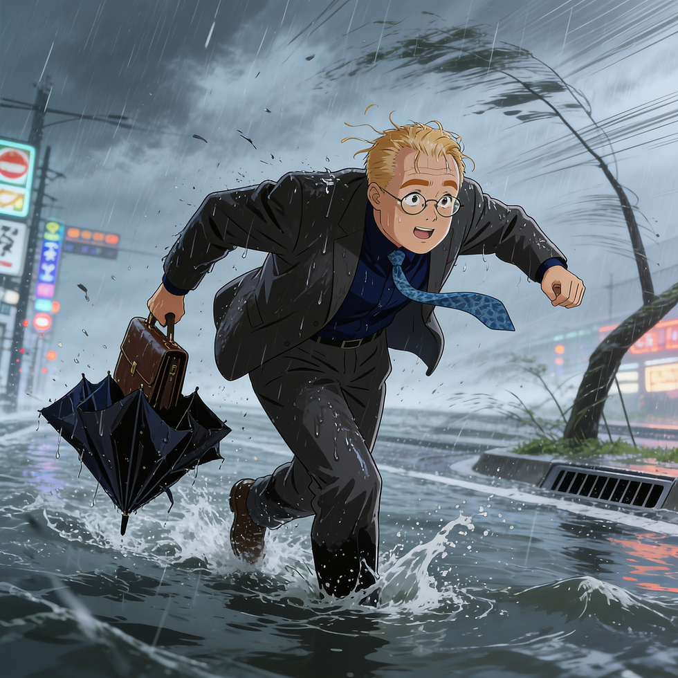 Tokyo typhoon 4th September 2005 walking in the rain.png