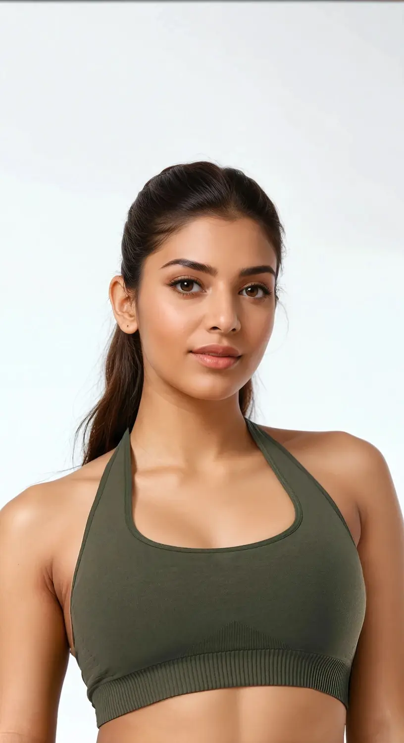 seamless sports bra in khaki