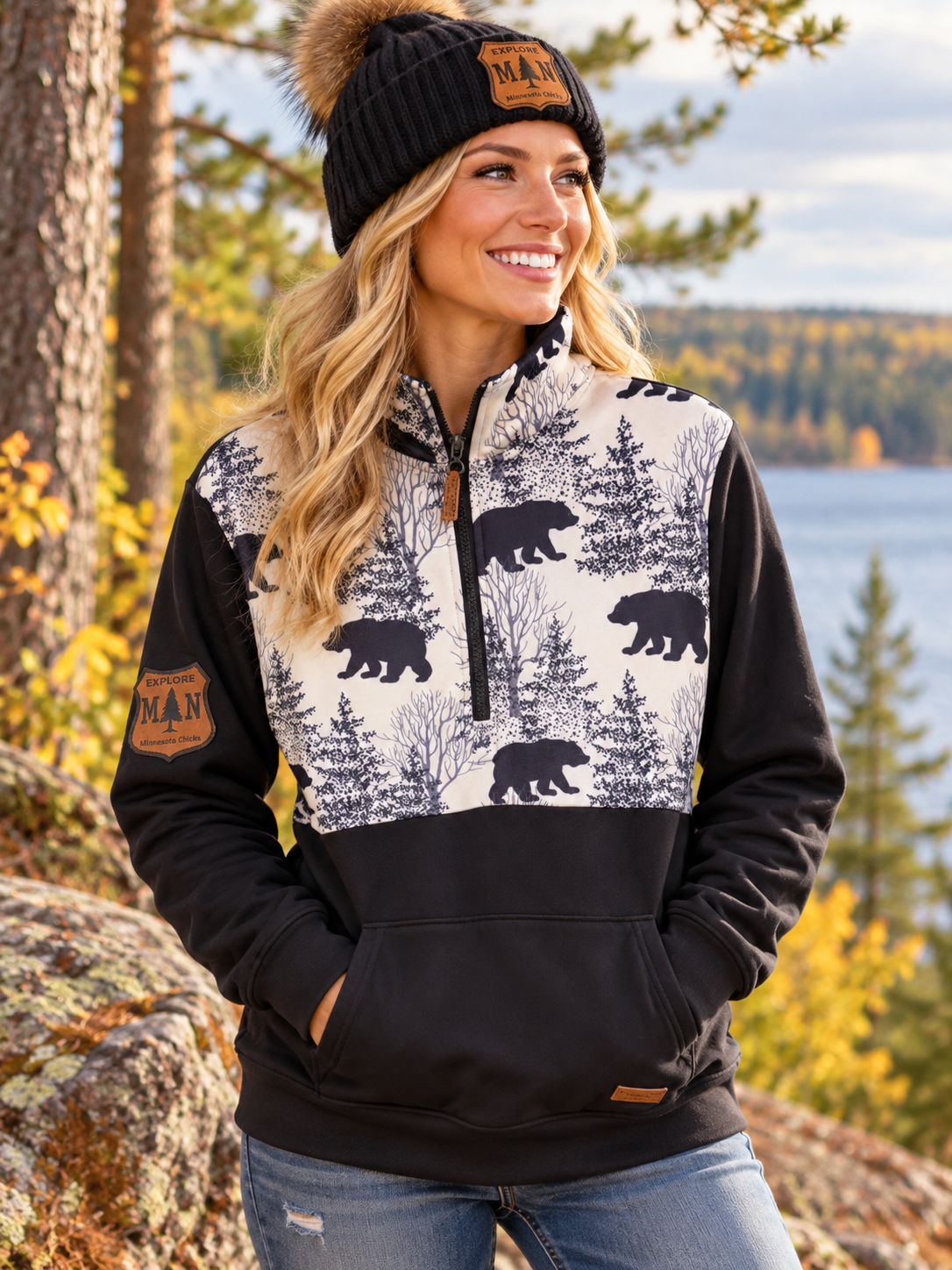Winter Bear Quarter Zip Pullover