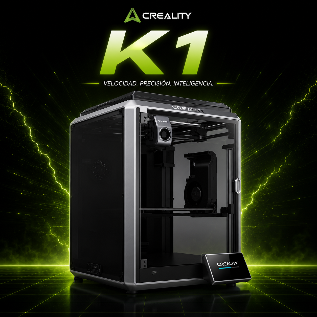 Impresora 3D Creality K1 color negro con tecnología de impresión FDM