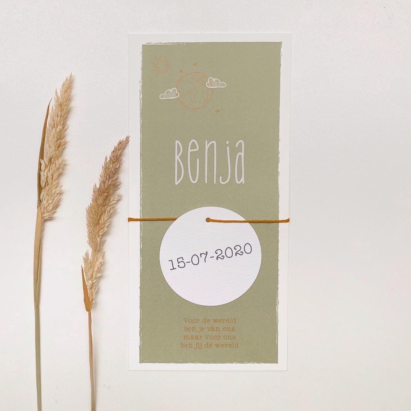 Langwerpig geboortekaartje Benja