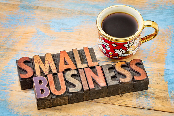 small business sign with a coffee cup