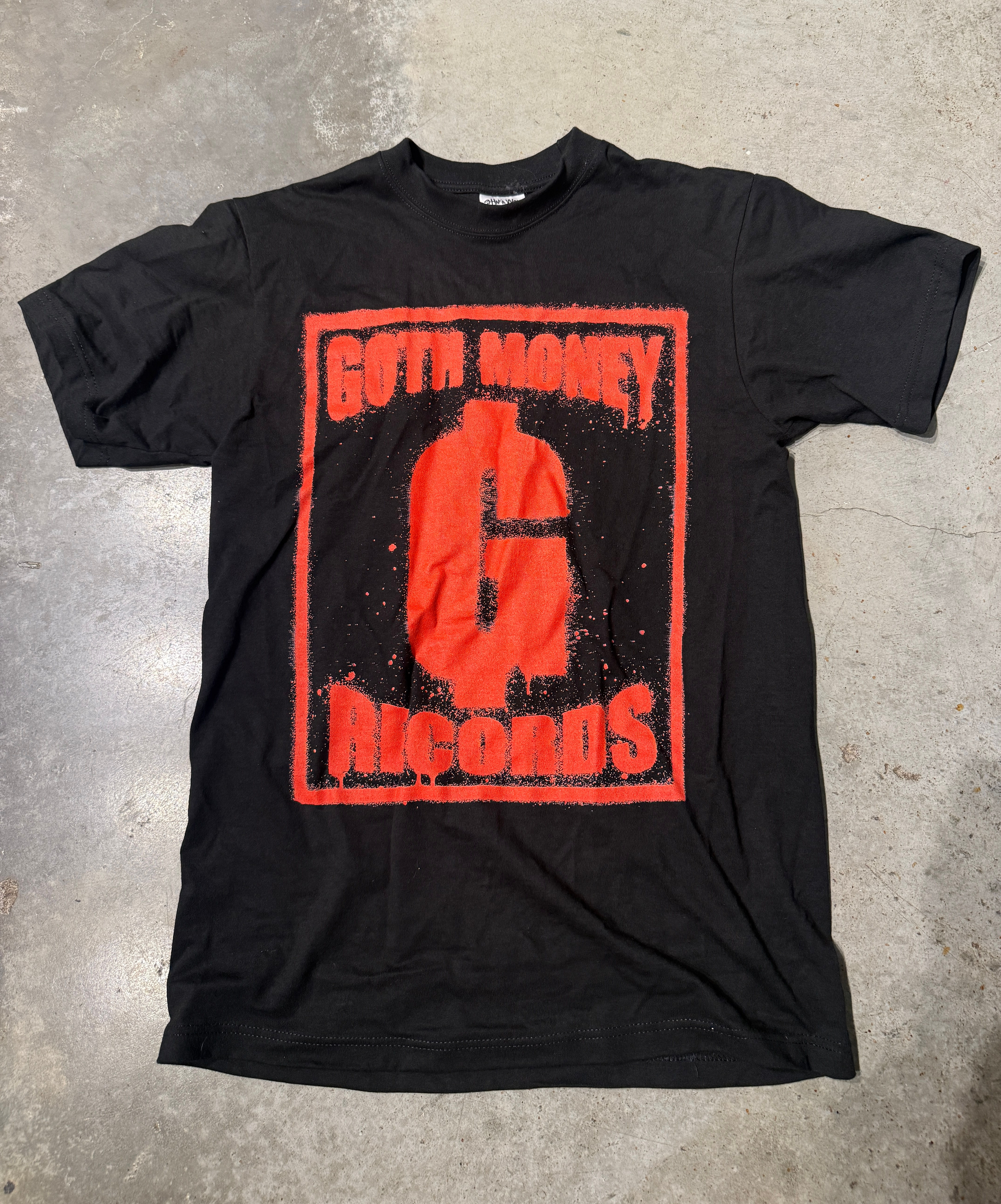Goth Money Records x Grimey Kids Box Logo Red Spray Paint tee M