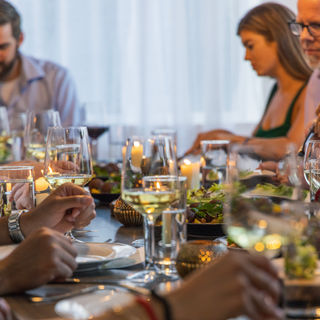 Onsite Dinner: Floral, and table design by RLM Events and Design.