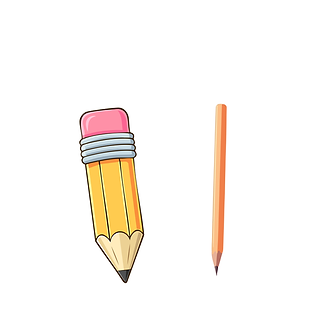 איור של עפרון עבה ועפרון דק