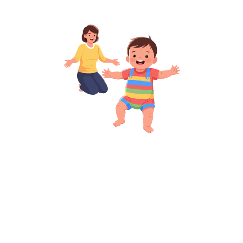 איור של ילדה הולכת עם תמיכת יד