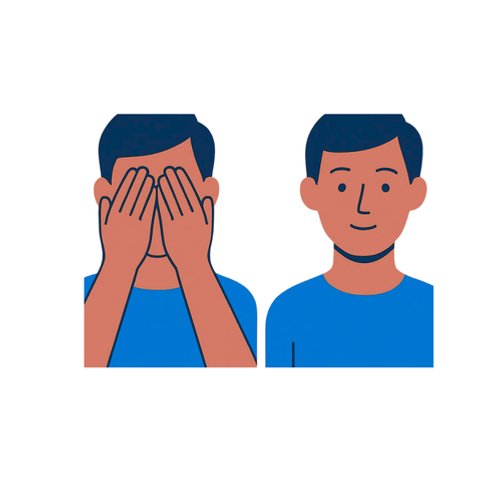 איור של משחק קוקו - כיסוי וגילוי פנים