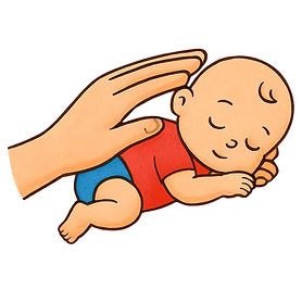 איור של מגע כף יד על גוף התינוק