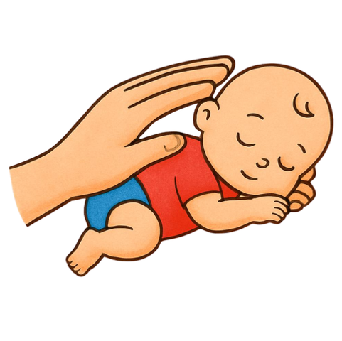 איור של מגע כף יד על גוף התינוק