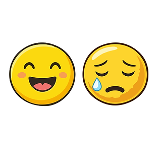 איור של ילד צוחק וילד בוכה