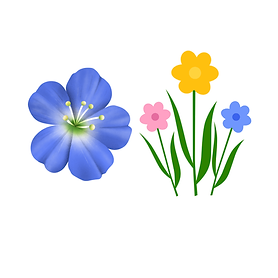 איור של פרח אחד והרבה פרחים