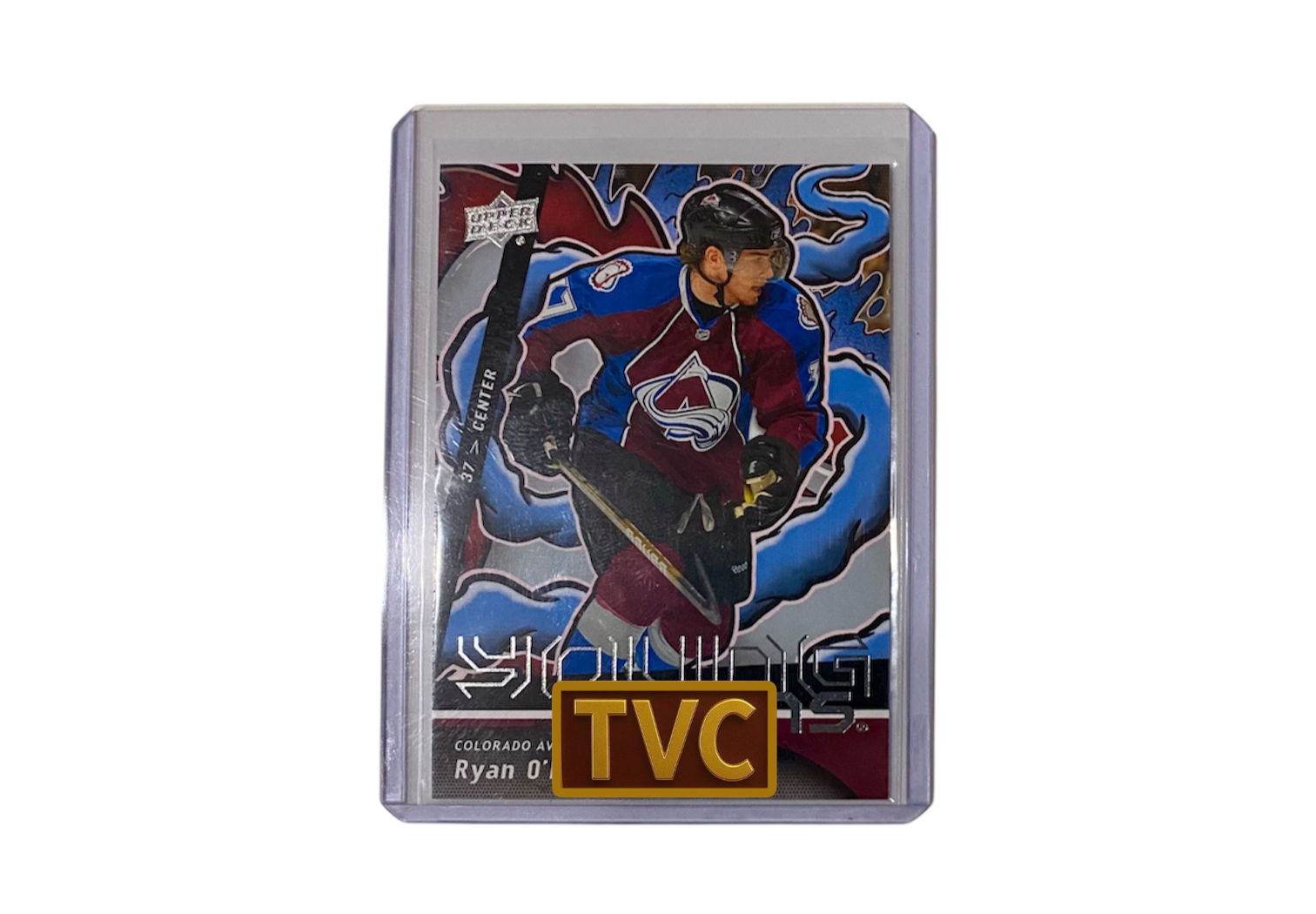 Hockey card featuring Ryan O, Upper Deck, with TVC logo and background design.