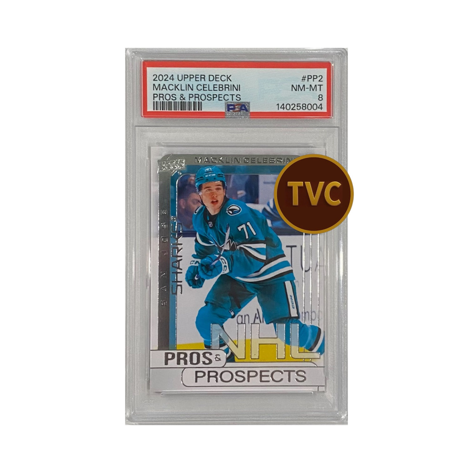 2024 Upper Deck Pros & Prospects #PP2 Macklin Celebrini - Graded Card PSA 8