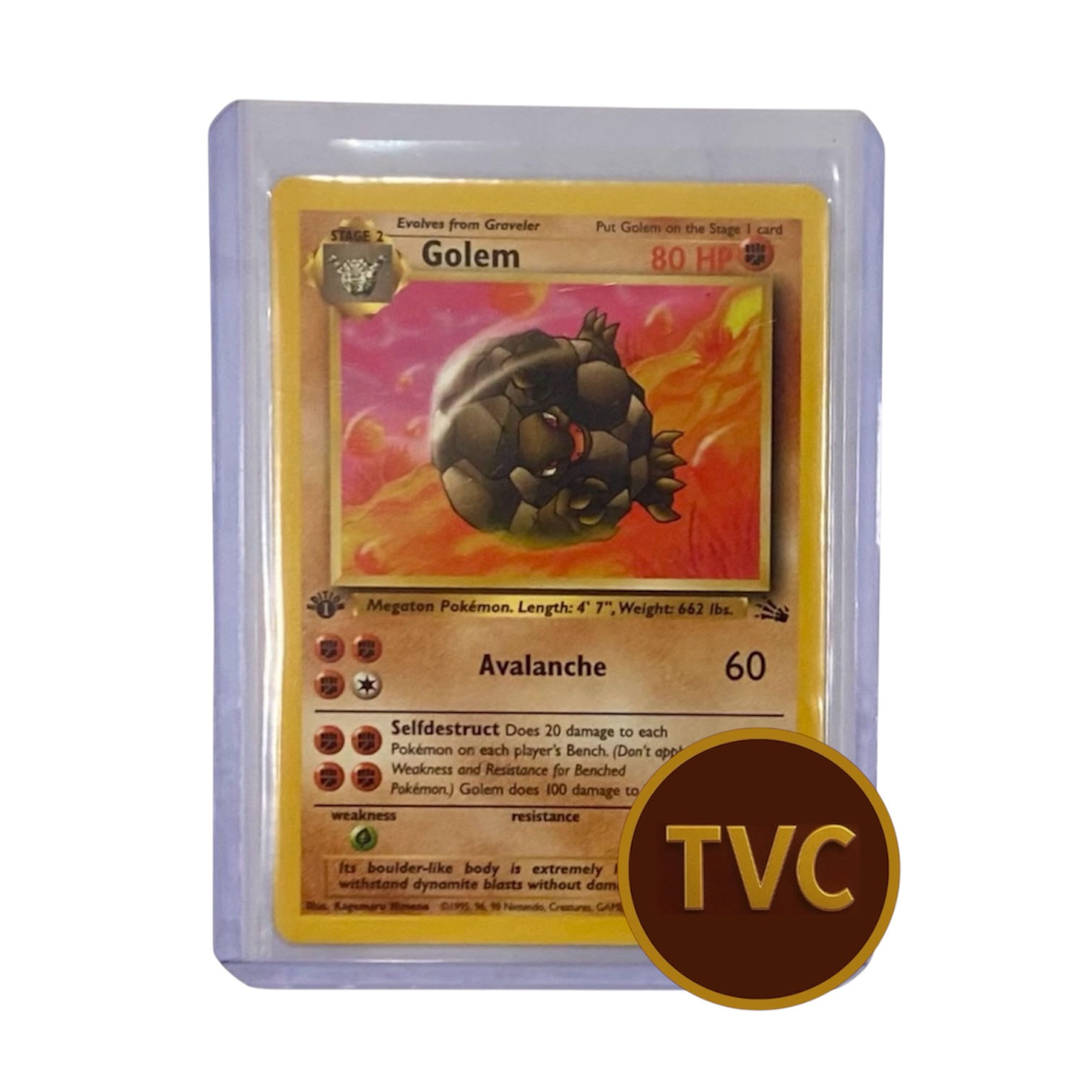 Golem Pokémon card in protective sleeve