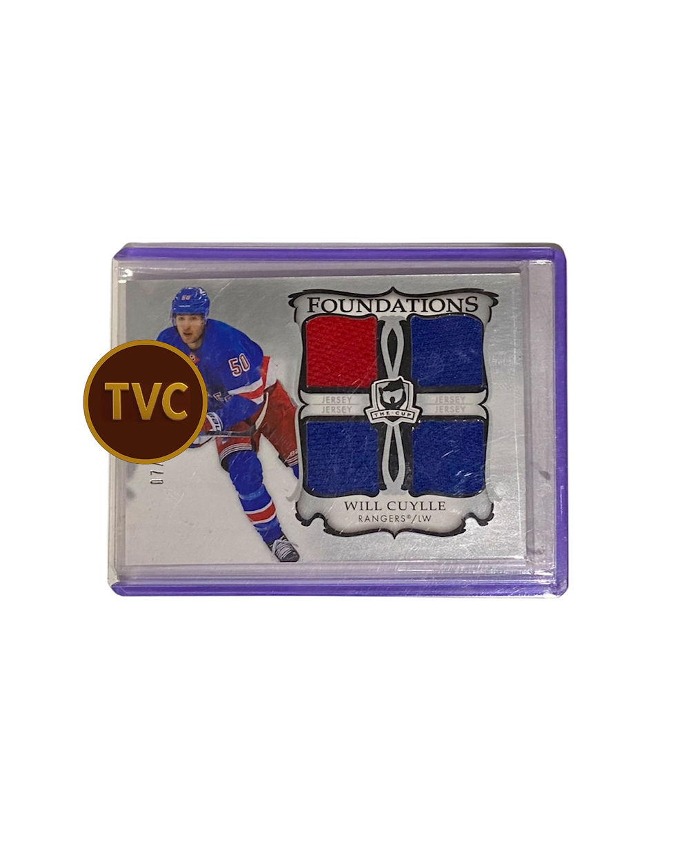 NHL hockey card with player and team logo and "TVC" label on it.