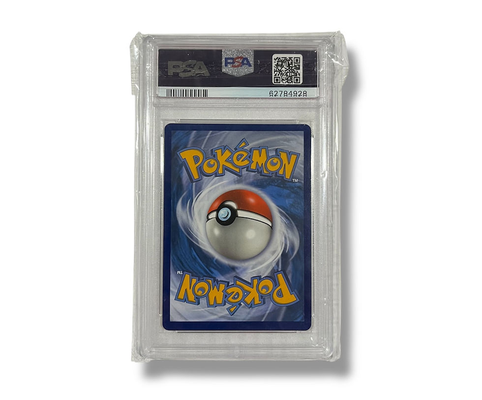 Reverse view of 2021 Pokémon #005 Pikachu - Graded Card (PSA 9) in a case.