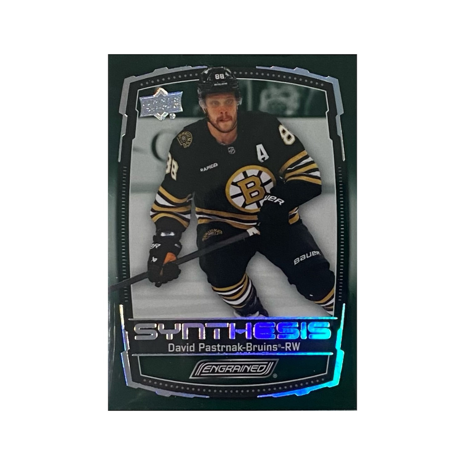 2023-24 Upper Deck Engrained Synthesis Green #S-17 David Pastrnak Boston Bruins