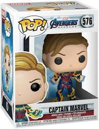 Captain Marvel Funko Pop! Avengers Endgame 576 figurine in box with details.